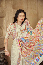 AASEA Elegant Royal Rajwadi Foil Print Saree in Crepe Silk
