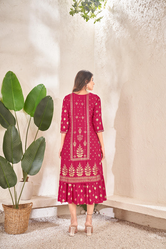 Women Foli Print Cotton Kurtis