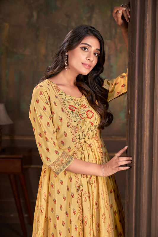 Women Foli Printed Cotton Kurtis
