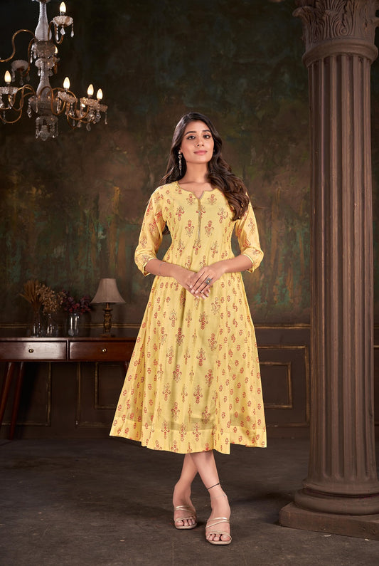 Women Foli Printed Cotton Kurti