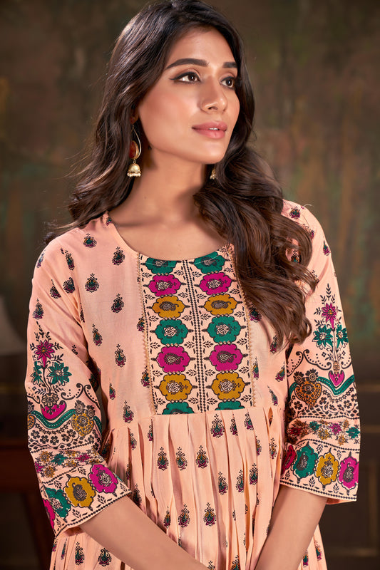 Women Foli Printed Cotton Kurtis