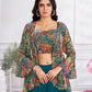 Premium Shimmer Georgette & Fancy Fabric Embroidery & Hand Work Fancy Crop Top/Sharara & Choli