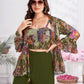 Premium Shimmer Georgette & Fancy Fabric Embroidery & Hand Work Fancy Crop Top/Sharara & Choli