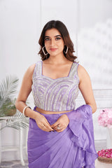 Premium Satin Silk & Fancy Fabric Embroidery & Hand Work Fancy Drape Saree & Choli.