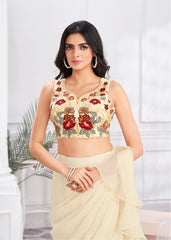 Premium Satin Silk & Fancy Fabric Embroidery & Hand Work Fancy Drape Saree & Choli