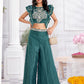 Premium Shimmer Georgette & Fancy Fabric Embroidery & Hand Work Fancy Crop Top/Sharara & Choli