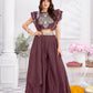 Premium Shimmer Georgette & Fancy Fabric Embroidery & Hand Work Fancy Crop Top/Sharara & Choli