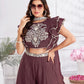 Premium Shimmer Georgette & Fancy Fabric Embroidery & Hand Work Fancy Crop Top/Sharara & Choli