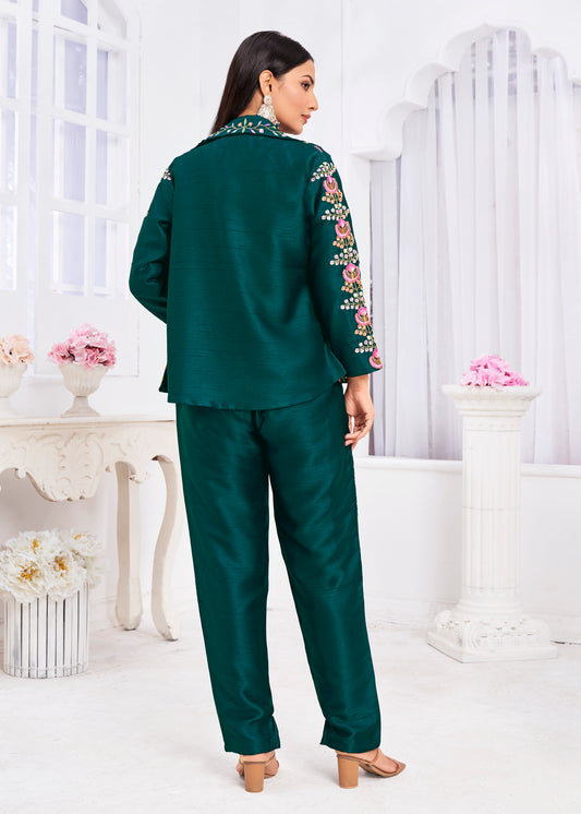 Premium Tussar Silk Embroidery & Hand Work Fancy Crop Top/Jacket & Choli & Pent