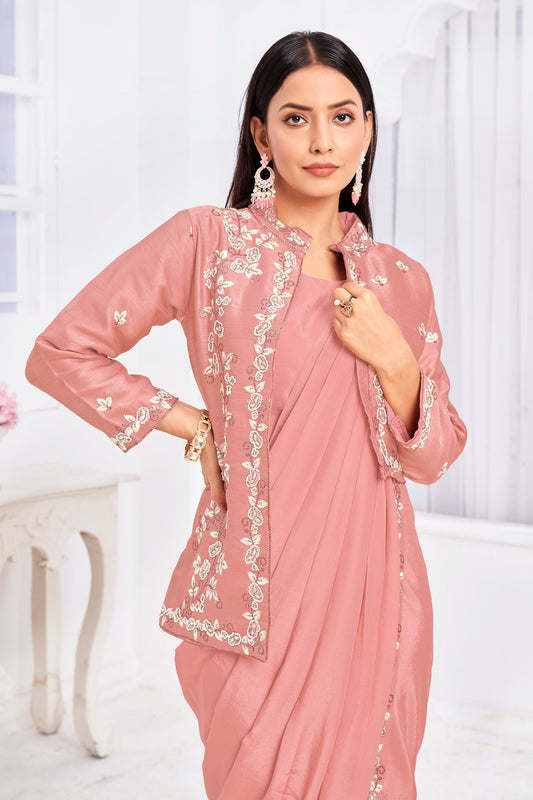 Premium Georgette Embroidery & Hand Work Fancy Drape Saree /Saree & jacket Choli