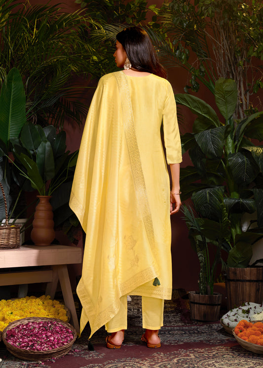 Premium Natural Viscose Jacquard Butti And Hand Work Salwar/Kameez/Dupatta/3 Pcs Set