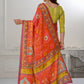 Premium Natural Silk High Definition Jacquard Zari Digital Printed Blouse With Saree - jivora