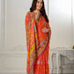 Premium Natural Silk High Definition Jacquard Zari Digital Printed Blouse With Saree - jivora