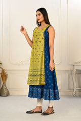 2 Layered Inner Cotton And Outward Jacket Chanderi Kurti - jivora