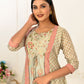 Pista Green Cotton Handprint Kurtis with Light Embroidery - jivora