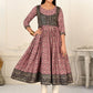 Violet Cotton Handprint Embroidered Kurtis - jivora