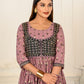 Violet Cotton Handprint Embroidered Kurtis - jivora
