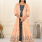 Peach Cotton Handprint Embroidered Kurtis - jivora