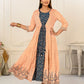 Peach Cotton Handprint Embroidered Kurtis - jivora