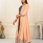 Peach Cotton Handprint Embroidered Kurtis - jivora