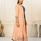 Peach Cotton Handprint Embroidered Kurtis - jivora