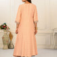Peach Cotton Handprint Embroidered Kurtis - jivora