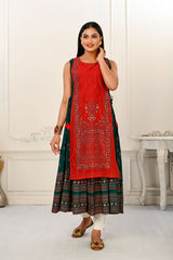 2 Layered Inner Cotton And Outward Jacket Chanderi Kurti - jivora