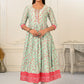 Light Green Cotton Handprint Embroidered Kurtis - jivora