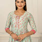 Light Green Cotton Handprint Embroidered Kurtis - jivora