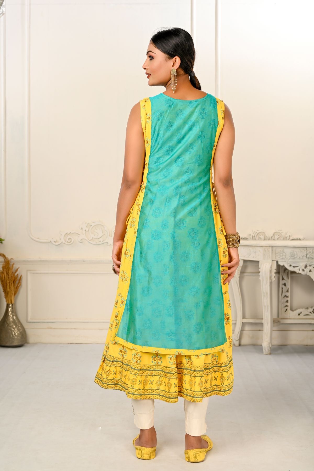 2 Layered Inner Cotton And Outward Jacket Chanderi Kurti - jivora