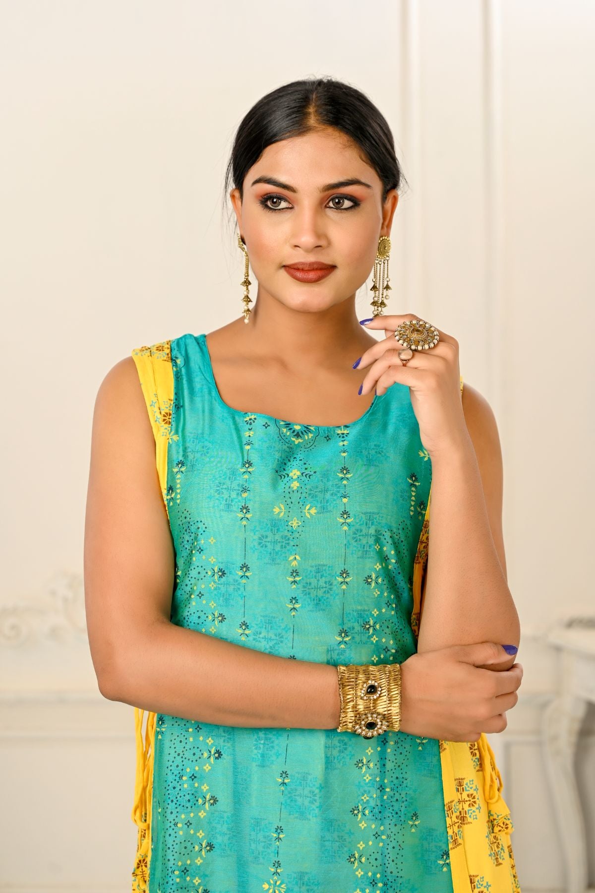 2 Layered Inner Cotton And Outward Jacket Chanderi Kurti - jivora