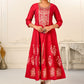 Elegant Cotton Handprint Red Embroidery Kurtis - jivora