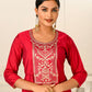 Elegant Cotton Handprint Red Embroidery Kurtis - jivora