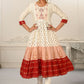 Enhance Your Style with Cotton Handprint Cream & Red Light Embroidery Kurtis - jivora
