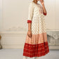 Enhance Your Style with Cotton Handprint Cream & Red Light Embroidery Kurtis - jivora