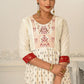 Enhance Your Style with Cotton Handprint Cream & Red Light Embroidery Kurtis - jivora