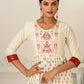 Enhance Your Style with Cotton Handprint Cream & Red Light Embroidery Kurtis - jivora