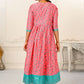 Pink Cotton Handprint Embroidered Kurtis - jivora