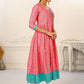Pink Cotton Handprint Embroidered Kurtis - jivora