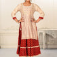 Cream Double layered Cotton with Handfoil Print Kurtis - jivora