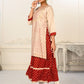 Cream Double layered Cotton with Handfoil Print Kurtis - jivora