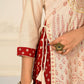 Cream Double layered Cotton with Handfoil Print Kurtis - jivora