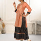 Peach Double layered Cotton with Handfoil Print Kurtis - jivora