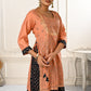 Peach Double layered Cotton with Handfoil Print Kurtis - jivora