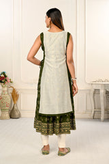 2 Layered Inner Cotton And Outward Jacket Chanderi Kurti - jivora