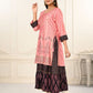 Pink Double layered Cotton with Handfoil Print Kurtis - jivora