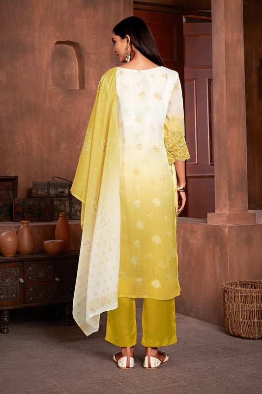 Premium Pure Muslin Fabric Santoon Bottom Chiffon Dupatta Digital Print With Hand Work/ Neck & Daman Embroidery Lace Work  Salwar Kameez Dupatta 3 Pcs Set