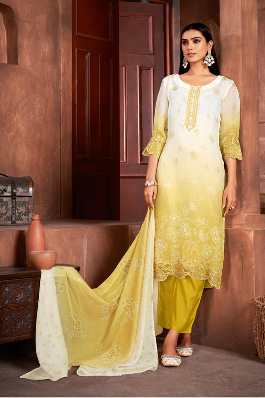 Premium Pure Muslin Fabric Santoon Bottom Chiffon Dupatta Digital Print With Hand Work/ Neck & Daman Embroidery Lace Work  Salwar Kameez Dupatta 3 Pcs Set