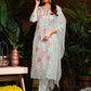 Premium Organza With Digital Print Pure Muslin Inner Santoon Bootom Oraganza Dupatta Embroidery and Sequins Daman & Neck Work With Hand Work Salwar Kameez Dupatta 3 Pcs Set