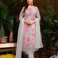 Premium Organza With Digital Print Pure Muslin Inner Santoon Bootom Oraganza Dupatta Embroidery and Sequins Daman & Neck Work With Hand Work Salwar Kameez Dupatta 3 Pcs Set